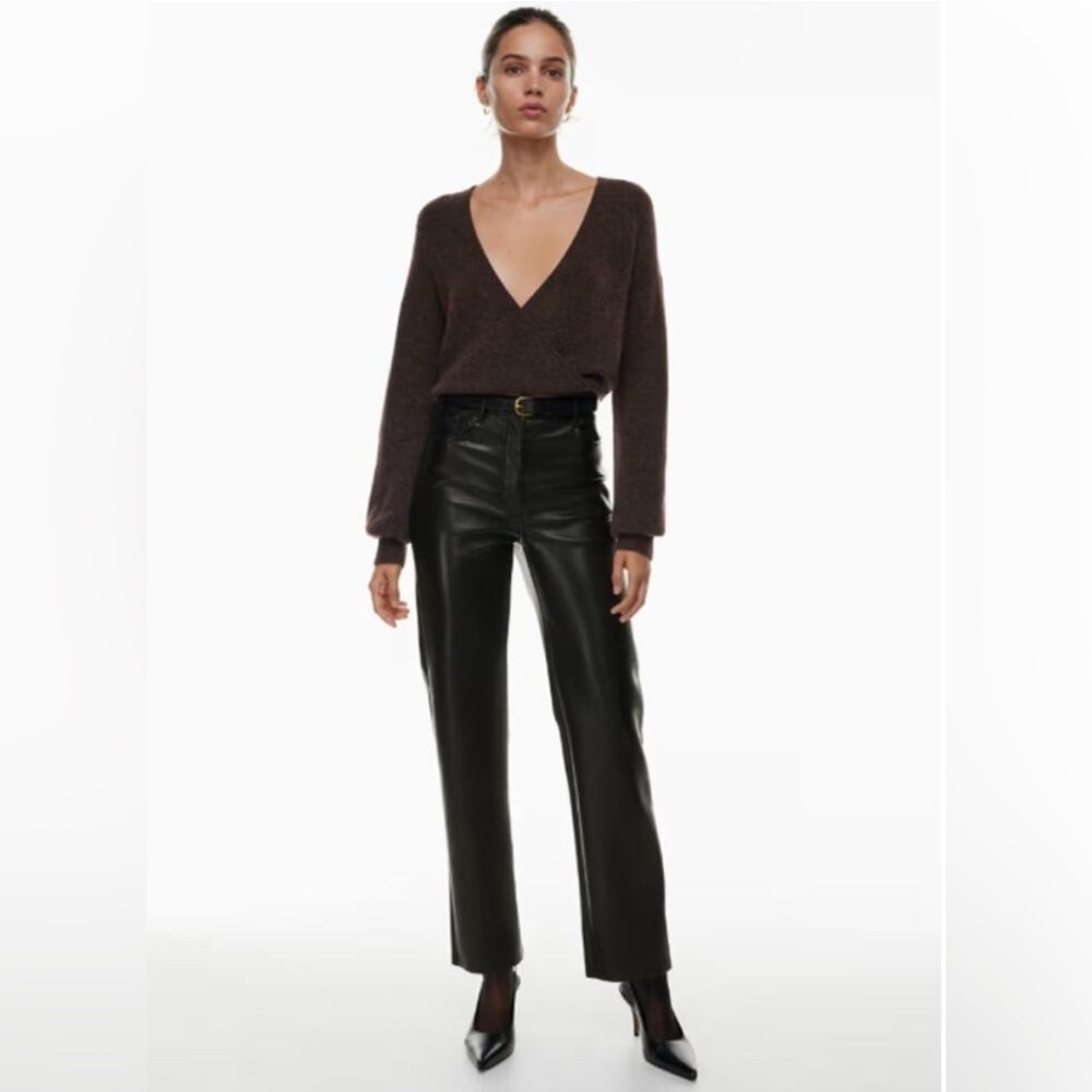 Aritzia Wilfred The‎ Melina Classic Full Faux Leather Black Pants in 0